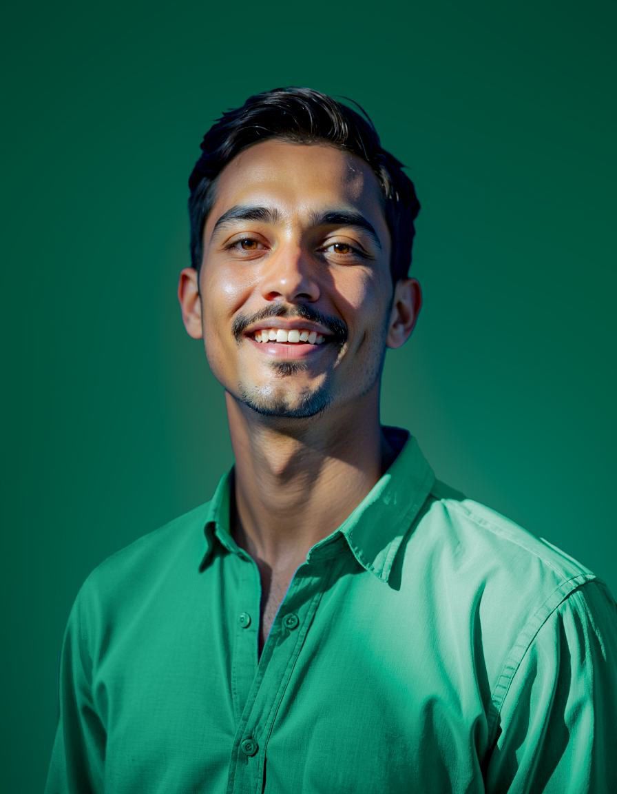 Jovem com fundo verde